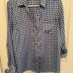 The Limited Blue and White Patterned Top